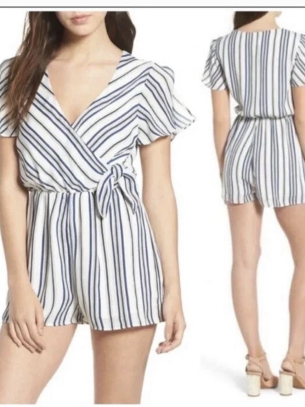 NWT Everly Women’s Blue & White Striped Romper Size XL